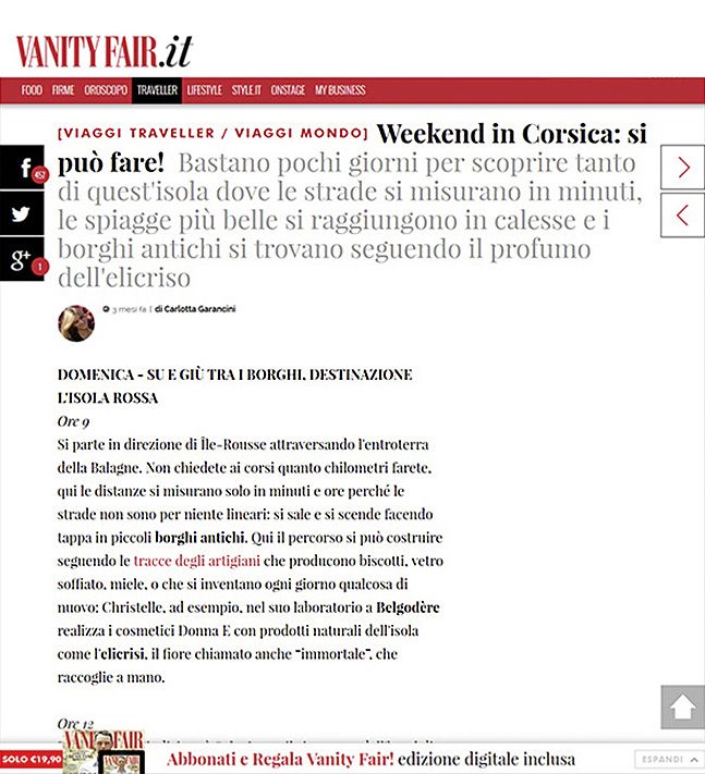 donna è parution presse VANITY FAIR