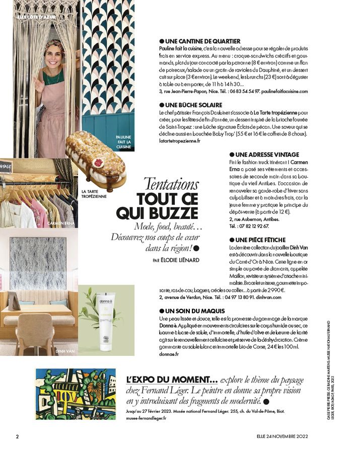 donna è parution presse ELLE Côte d'Azur